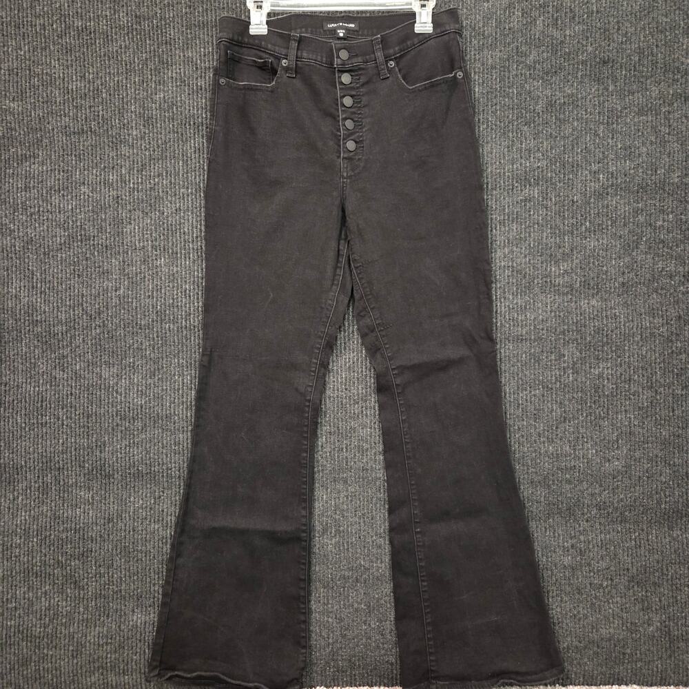 Lucky Brand Stevie High Rise Flare Jeans Women's 12/31 Black Denim Cotton Boho